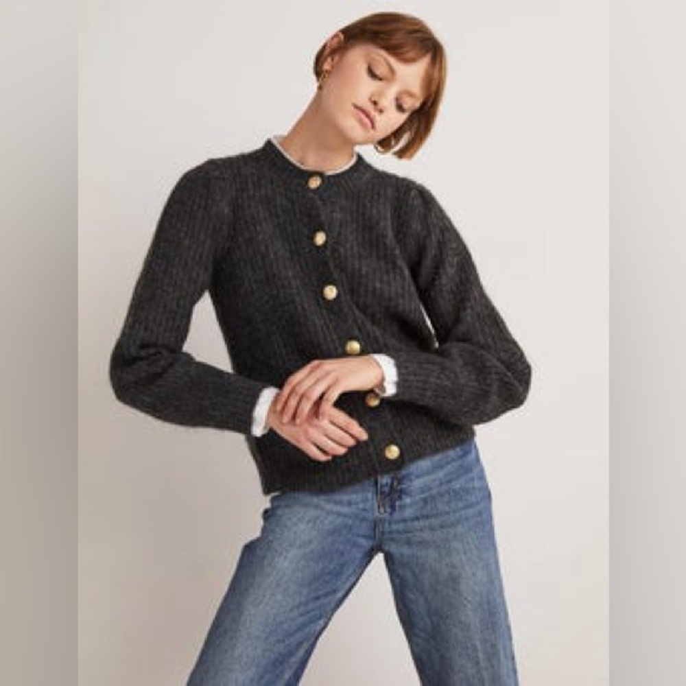 Boden Ribbed Gold Button Cardigan- NWT Sz M